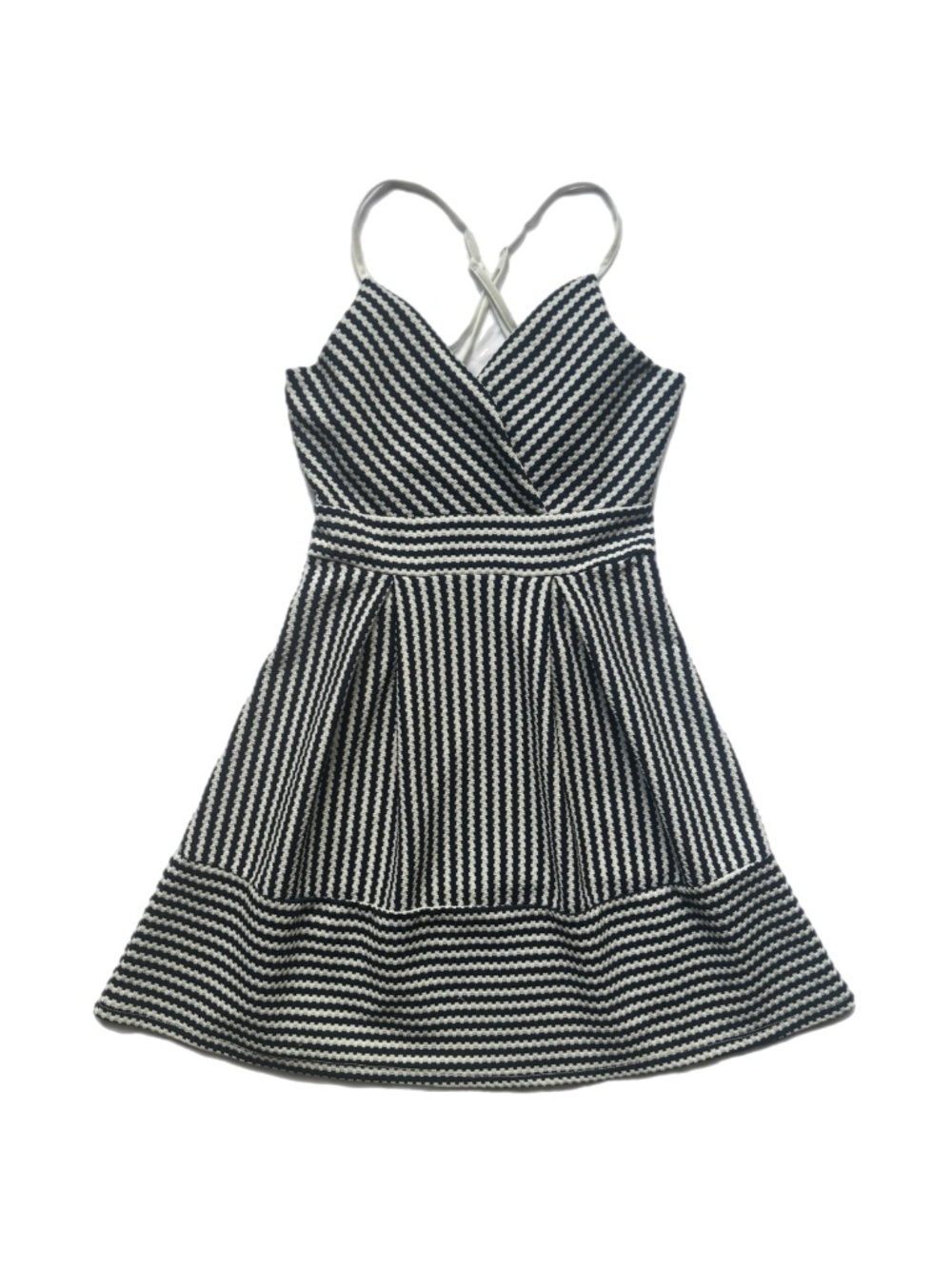 Charlotte Russe Crossover Pleated Striped Minidress
